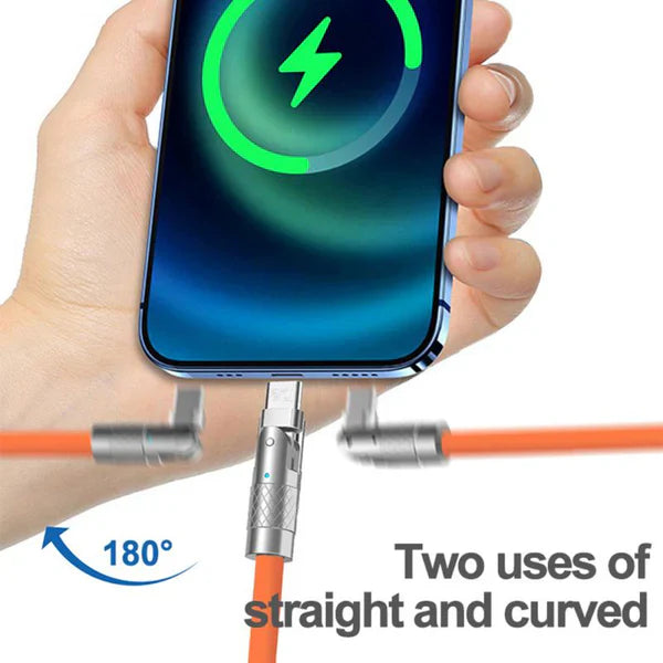 180-Degree Rotating Fast Charging Cable, 120W USB-C, Micro USB & Lightning Gaming Charger Cord with Data Sync, 3 Colors