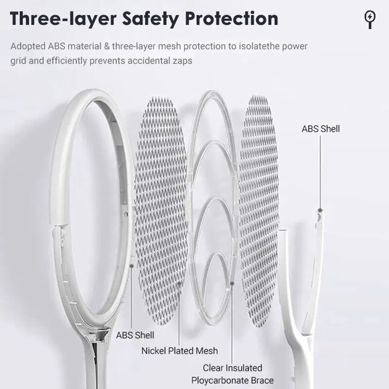 Rechargeable Bug Zapper Racket, 5-in-1 Electric Fly Swatter and Mosquito Zapper for Indoor and Outdoor Pest Control