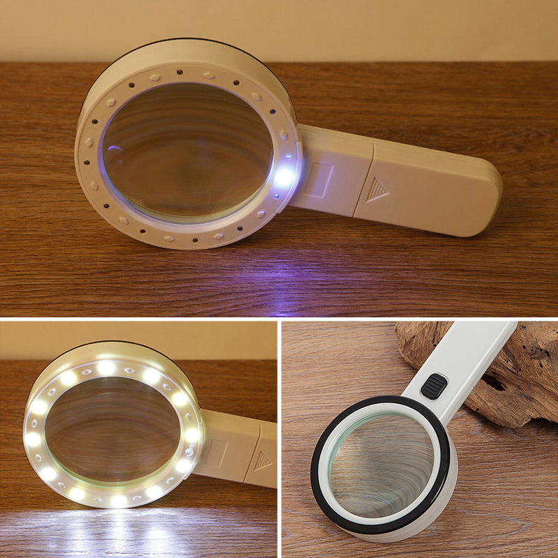 30X Optical Magnifier with LED Light, Desktop Reading Magnifying Glass with 5-Inch Lens for Seniors and Low Vision