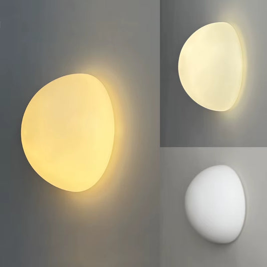 Milky white glass semicircle wall light, product photo 2