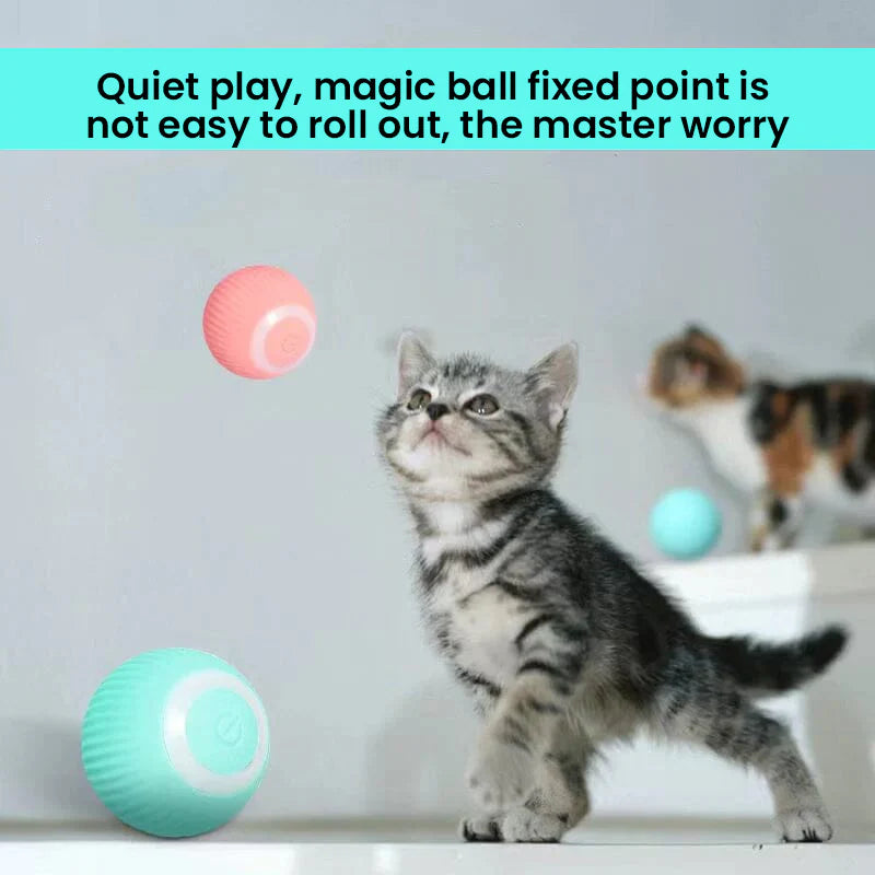 2-in-1 Interactive Cat Toy, Smart Automatic Moving Ball with Obstacle Avoidance for Indoor Cats and Kittens, 2 Colors