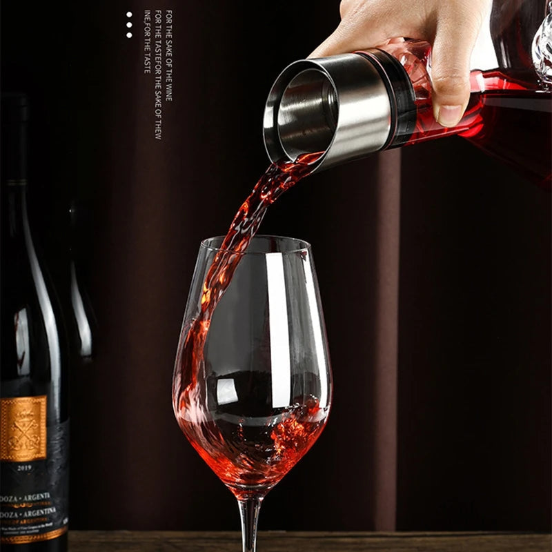 Crystal Wine Decanter, 1500ml Lead-Free Red Wine Aerator Carafe with 12-Channel Aeration and Stainless Steel Filter Top