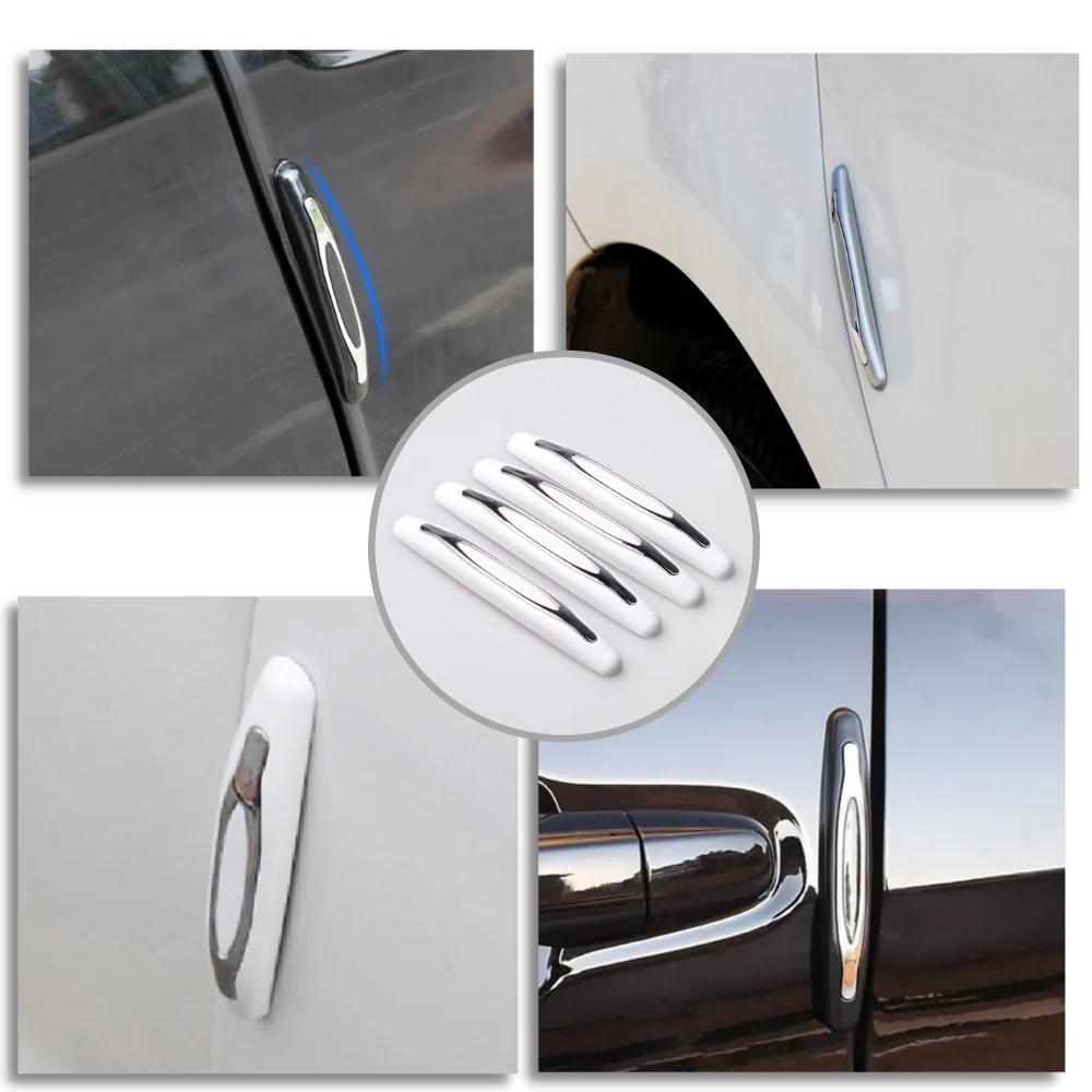 Car Door Protection Strips, 4 Pack Rubber Edge Guards for Door, Bumper and Mirror Anti-Scratch, 3 Colors