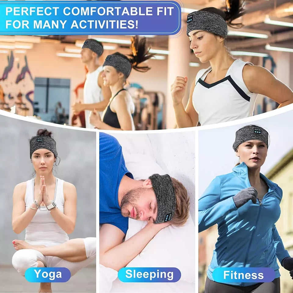Wireless Sleep Headphone Headband, Bluetooth Sleep Mask Headphones with Built-In Speakers for Side Sleepers & Workouts