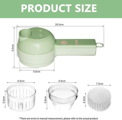4-in-1 Electric Food Chopper, Handheld Vegetable Slicer, Shredder and Grater with Stainless Steel Blades