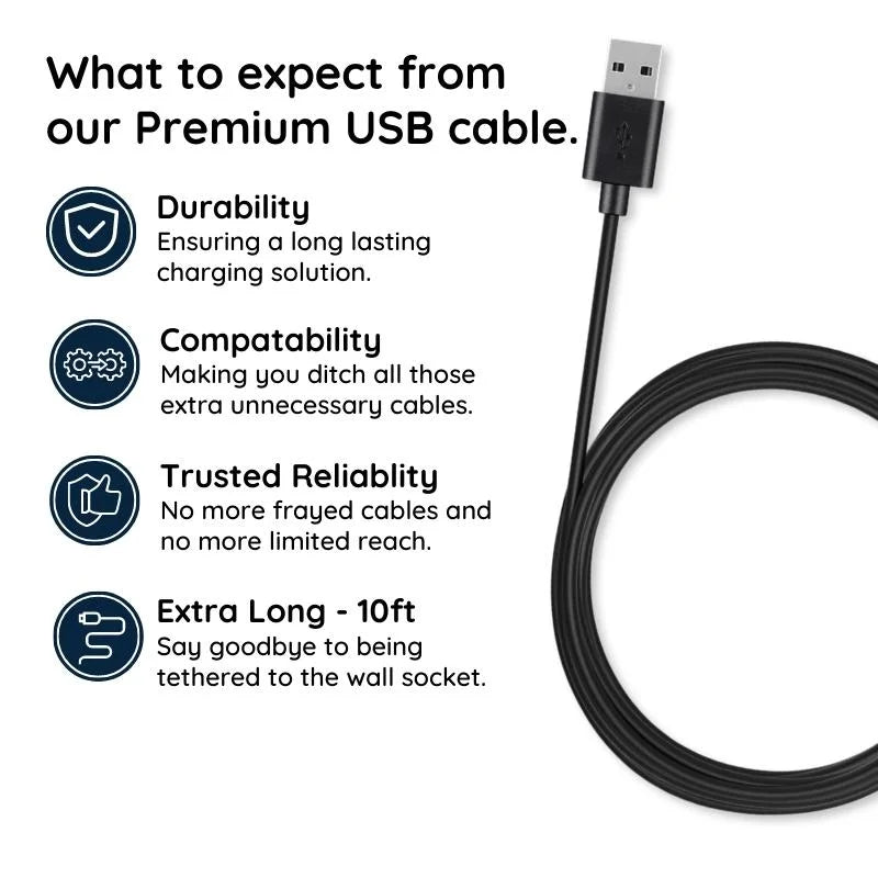 Micro USB Charging Cable, 10ft Extra-Long Fast Charging and Data Sync Cord for Android Phones, Tablets & Micro USB Devices