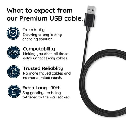 Micro USB Charging Cable, 10ft Extra-Long Fast Charging and Data Sync Cord for Android Phones, Tablets & Micro USB Devices