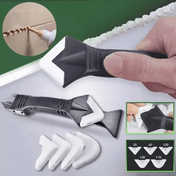 3-in-1 Silicone Caulk Remover Tool, Caulking Removal, Scraper and Finishing Kit for Bathroom, Sink and Window Sealant