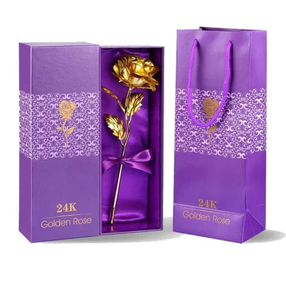 24K Gold Dipped Rose, Real Preserved Rose in Gift Box for Anniversary, Valentine's Day and Mother's Day Keepsake