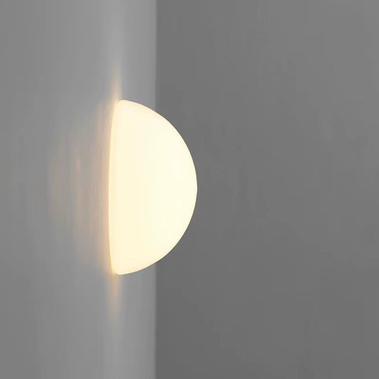 Milky white glass semicircle wall light, product photo 1