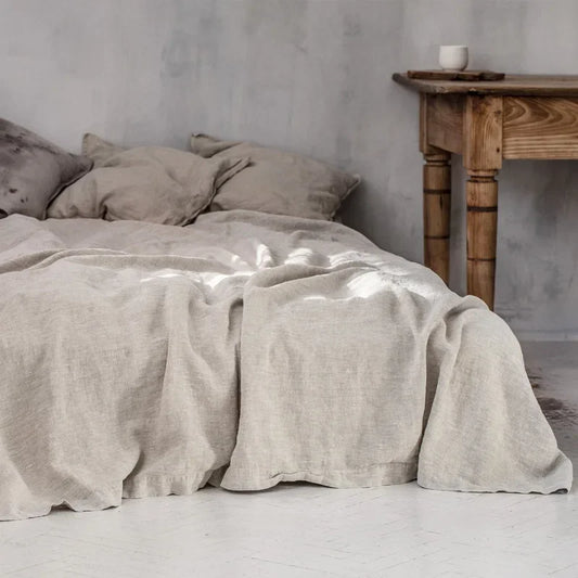 Washed linen sheet set in Natural Linen