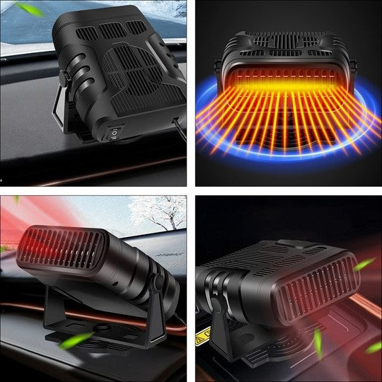 Portable Car Heater, 2 Pack 12V Plug-In Heating and Cooling Fan with Fast Defrost and 360-Degree Rotation for Cars