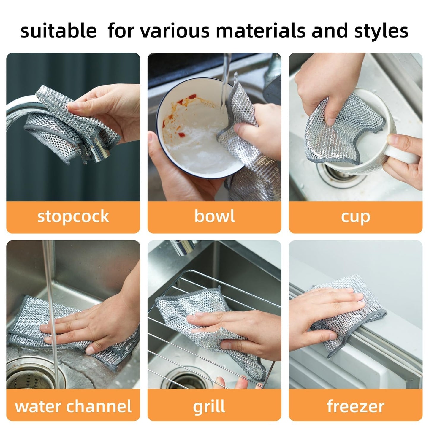 Steel Wire Cleaning Cloths, 20 Pack Double-Layer Metal Scrubber Dishcloths for Pots, Pans and Non-Stick Cookware