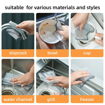 Steel Wire Cleaning Cloths, 20 Pack Double-Layer Metal Scrubber Dishcloths for Pots, Pans and Non-Stick Cookware
