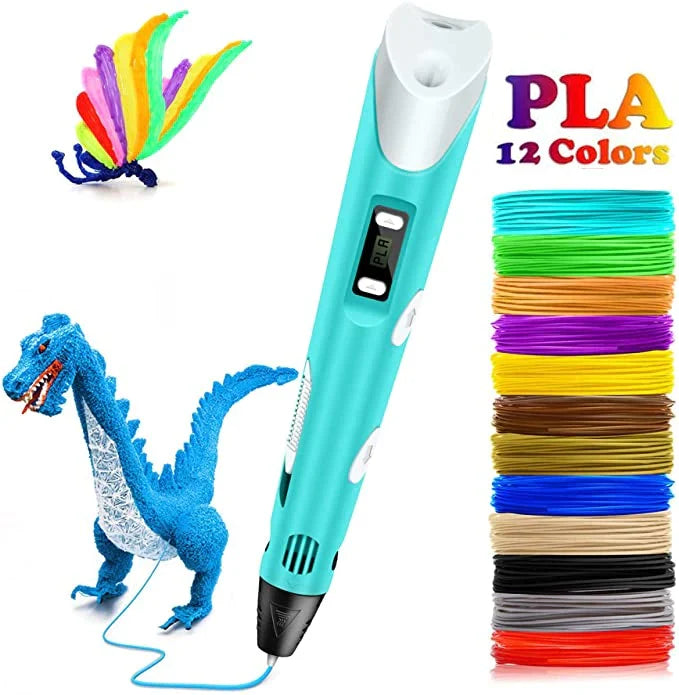 3D Printing Pen Starter Kit for Kids, Child-Safe Cool Doodle Pen with Non-Toxic Filament for Ages 3+, 2 Colors