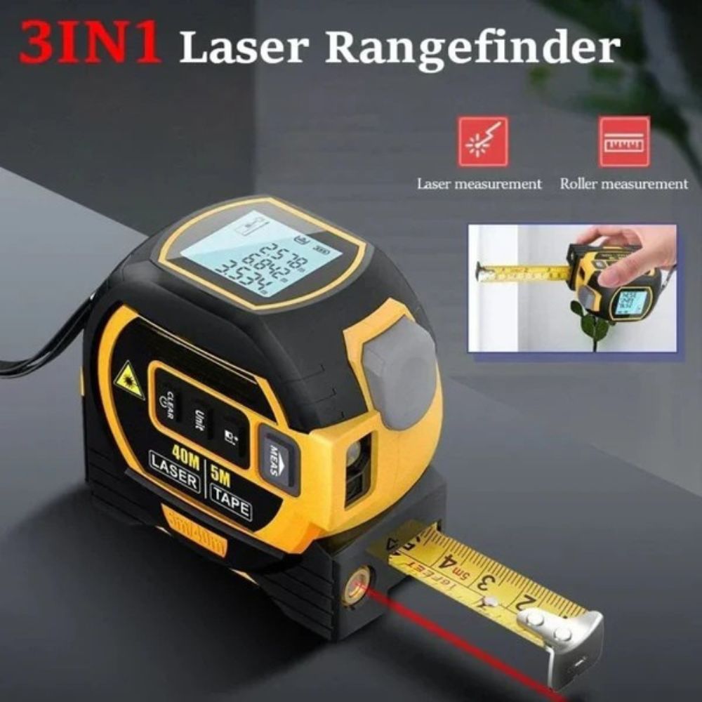 Infrared Laser Tape Measure, 2-in-1 Laser Distance Meter with 16.4ft Tape and Backlit LCD for Construction & DIY, 2 Colors