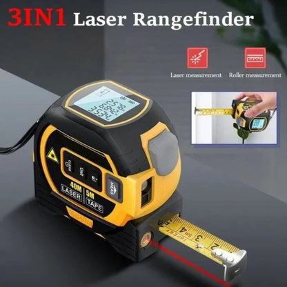Infrared Laser Tape Measure, 2-in-1 Laser Distance Meter with 16.4ft Tape and Backlit LCD for Construction & DIY, 2 Colors