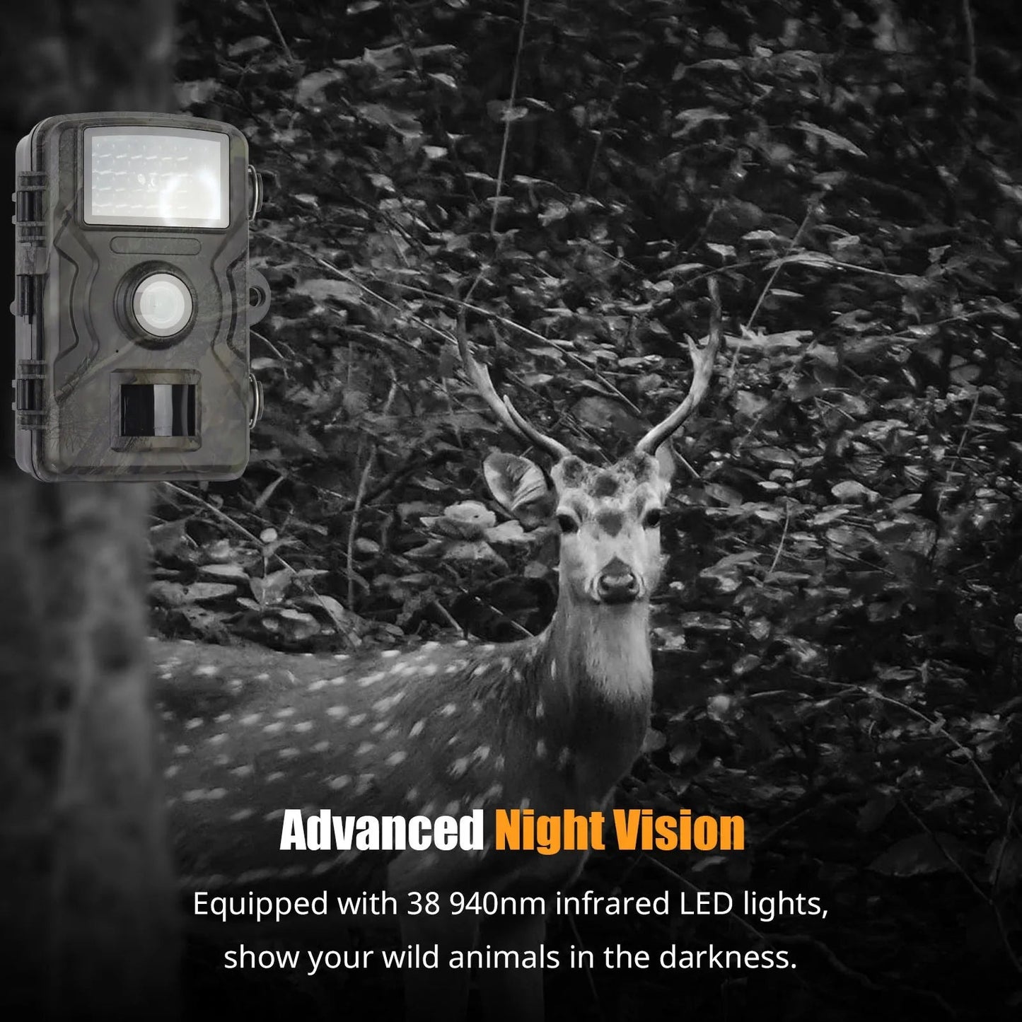Night Vision Trail Camera, 16MP 1080p Hunting Game Camera with 0.6s Trigger and Infrared Night Vision for Wildlife & Deer Scouting