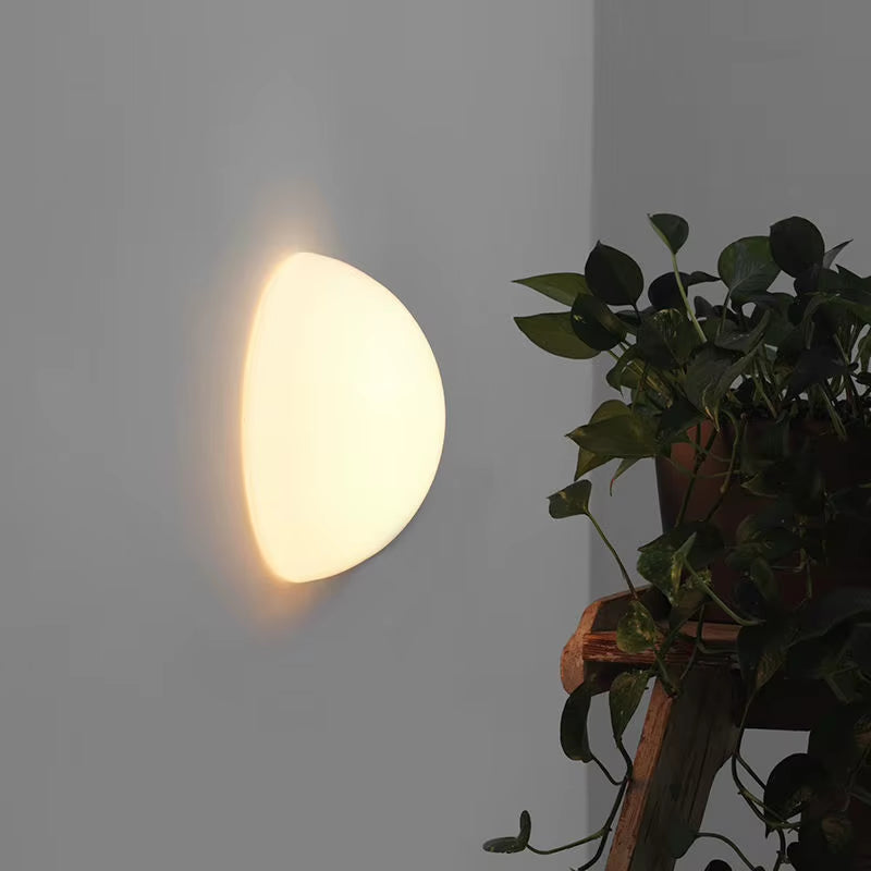 Milky white glass semicircle wall light, product photo 3