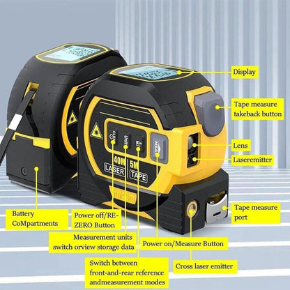Infrared Laser Tape Measure, 2-in-1 Digital Laser Distance Meter and Tape Measure with Display for Construction & DIY