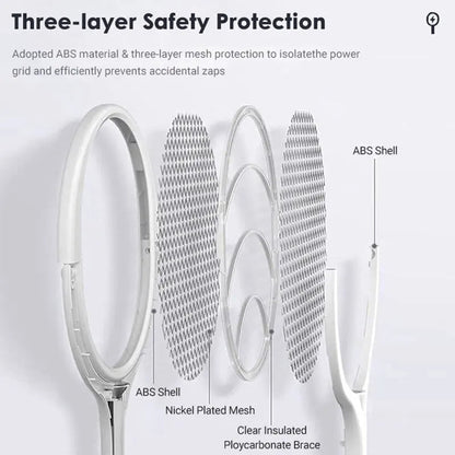 Rechargeable Bug Zapper Racket, 5-in-1 Electric Fly Swatter and Mosquito Zapper for Indoor and Outdoor Pest Control