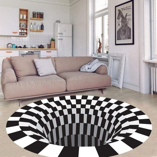 3D Vortex Illusion Rug, Black Hole Optical Illusion Area Rug for Living Room and Bedroom, 24 Inch