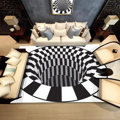 3D Vortex Illusion Rug, Black Hole Optical Illusion Area Rug for Living Room and Bedroom, Non-Slip, 3 Sizes