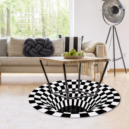 3D Vortex Illusion Rug, Black Hole Optical Illusion Area Rug for Living Room and Bedroom, Non-Slip, 3 Sizes