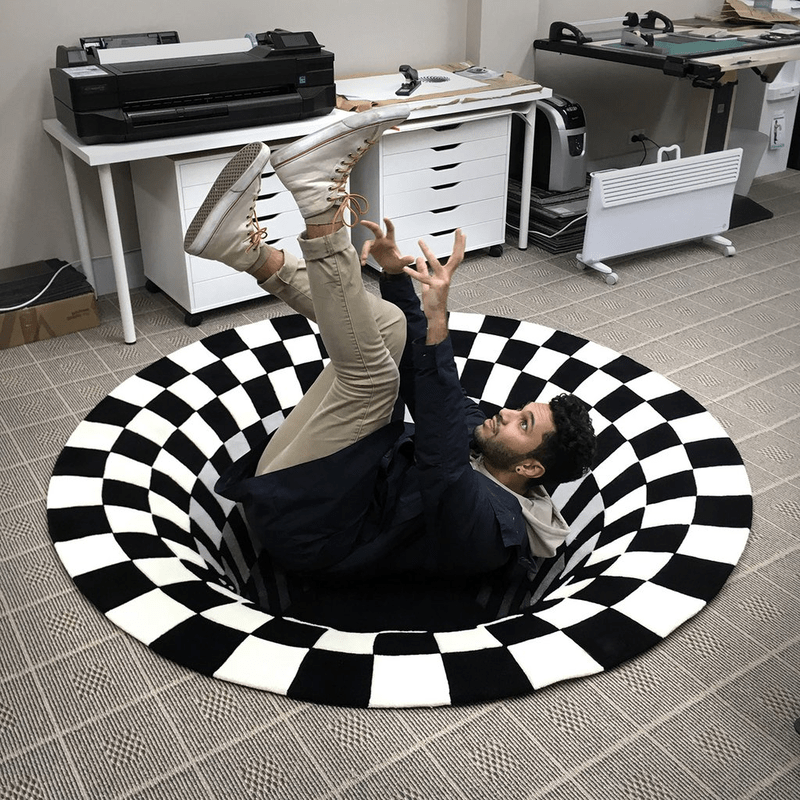3D Vortex Illusion Rug, Black Hole Optical Illusion Area Rug for Living Room and Bedroom, Non-Slip, 3 Sizes