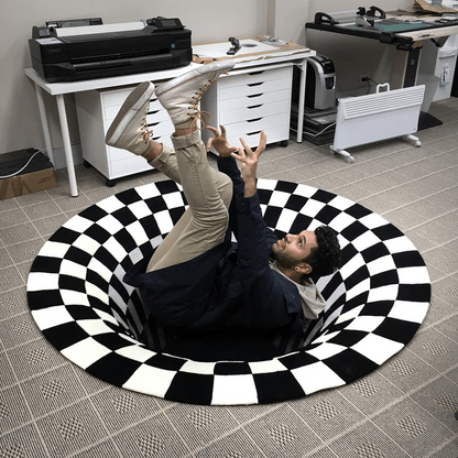 3D Vortex Illusion Rug, Black Hole Optical Illusion Area Rug for Living Room and Bedroom, Non-Slip, 3 Sizes