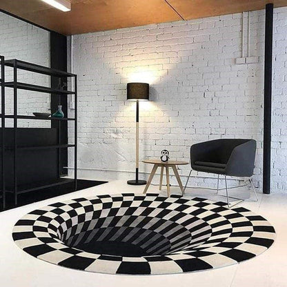 3D Vortex Illusion Rug, Black Hole Optical Illusion Area Rug for Living Room and Bedroom, Non-Slip, 3 Sizes