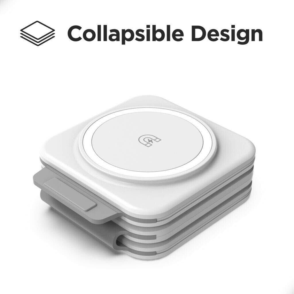 Travel Wireless Charger, 3-in-1 Foldable Qi Charging Station with Dual USB Ports for Phone, Earbuds and Watch