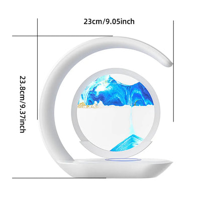 3D Sand Art Lamp with Wireless Charger, Moving Sandscape Desk Lamp and Night Light for Bedroom and Office, 2 Colors