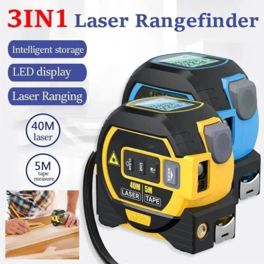 Infrared Laser Tape Measure, 2-in-1 Laser Distance Meter with 16.4ft Tape and Backlit LCD for Construction & DIY, 2 Colors