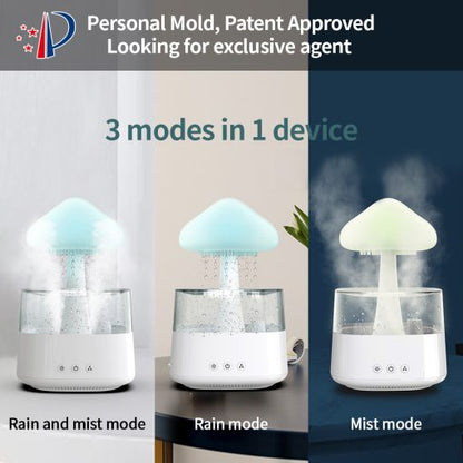 Rain Cloud Aromatherapy Diffuser, 2-in-1 Essential Oil Humidifier and Raining Cloud Night Light for Bedroom & Desk