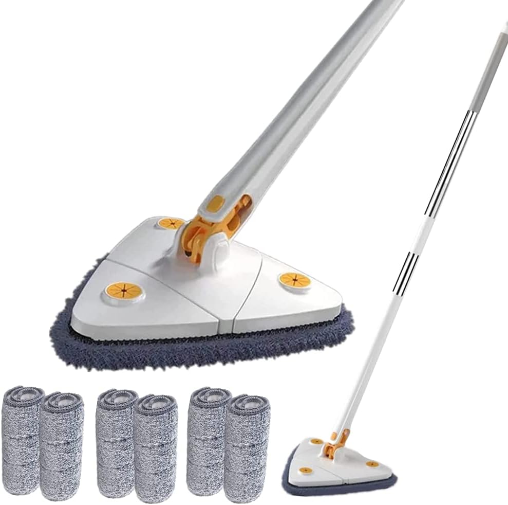 Triangular Spin Mop, 360-Degree Rotating Microfiber Mop for Corners, Walls and Ceilings, Wet and Dry Use, 2 Colors