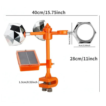 Solar Reflective Bird Repeller, 360-Degree Spinning Bird Deterrent for Garden, Orchard and Roof, Chemical-Free Pest Control
