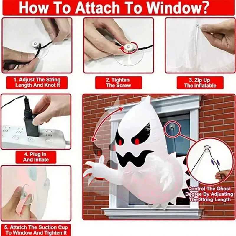 Inflatable Halloween Ghost, 4.59 ft Light-Up Blow-Up Ghost Yard Decoration with Built-In Blower for Indoor & Outdoor