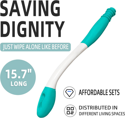 Long Reach Toilet Aid, 2 Pack 15-Inch Toilet Tissue Aid with Button Release for Limited Mobility and Independent Hygiene