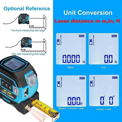 Laser Tape Measure, 2-in-1 Laser Distance Meter and Steel Tape with Digital Display and 20-Set Memory, 2 Colors