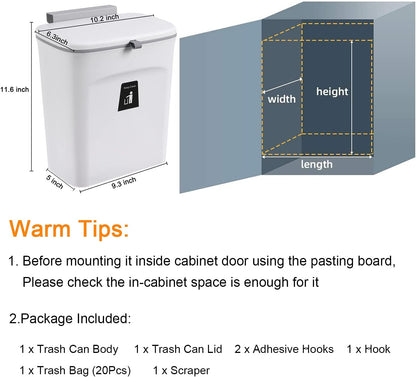 Kitchen Compost Bin, 2.4 Gallon Countertop Food Waste Caddy with Odor-Sealing Lid, No Filters Needed, Under Sink