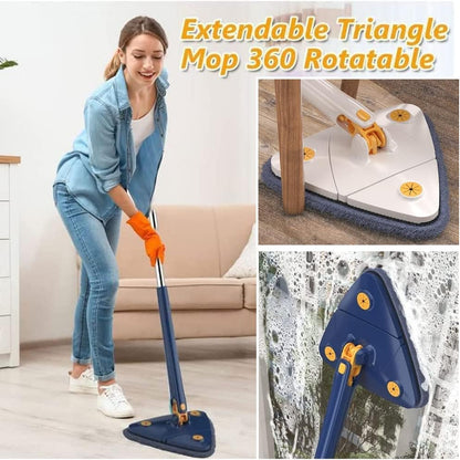 Triangular Spin Mop, 360-Degree Rotating Microfiber Mop for Corners, Walls and Ceilings, Wet and Dry Use, 2 Colors