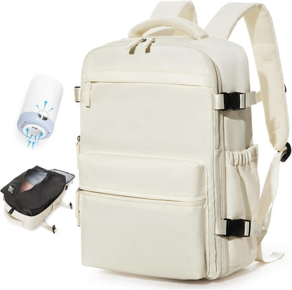 Compression Travel Backpack with Electric Pump, Expandable Vacuum Carry-On Bag with 17-Inch Laptop Compartment, 6 Colors