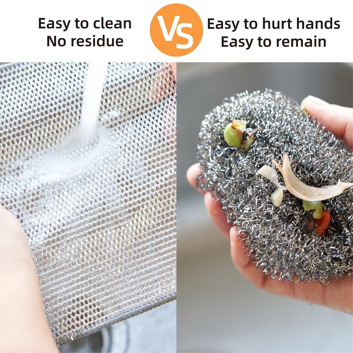 Steel Wire Cleaning Cloths, 20 Pack Double-Layer Metal Scrubber Dishcloths for Pots, Pans and Non-Stick Cookware