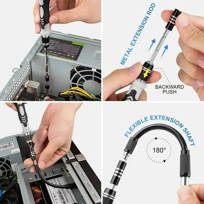 115-in-1 Precision Screwdriver Bit Set, 98 Magnetic Repair Bits with Flexible Extension for Phone, Laptop & Console Electronics