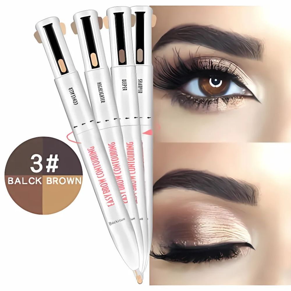 4-in-1 Eyebrow Pen, Waterproof Long-Lasting Brow Pencil to Shape, Fill, Conceal and Highlight, 3 Shades