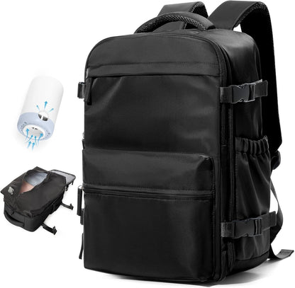 Compression Travel Backpack with Electric Pump, Expandable Vacuum Carry-On Bag with 17-Inch Laptop Compartment, 6 Colors