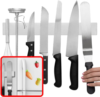 Magnetic Knife Holder, 14-Inch Stainless Steel Wall-Mounted Knife Strip and Magnetic Tool Bar for Kitchen Organization