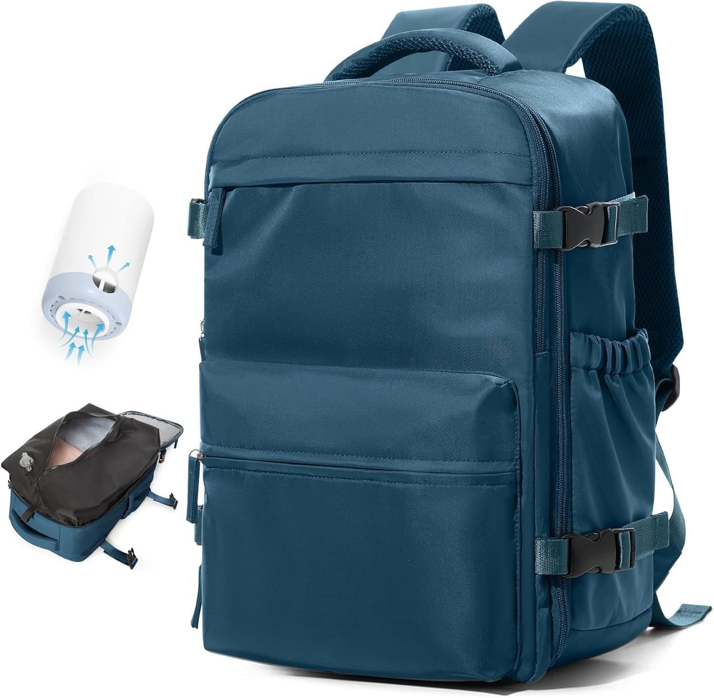 Compression Travel Backpack with Electric Pump, Expandable Vacuum Carry-On Bag with 17-Inch Laptop Compartment, 6 Colors
