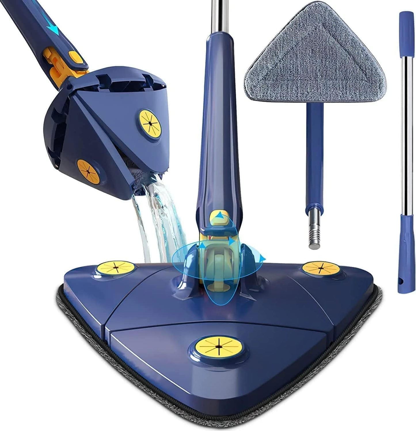 Triangular Spin Mop, 360-Degree Rotating Microfiber Mop for Corners, Walls and Ceilings, Wet and Dry Use, 2 Colors